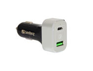 Зарядни устройства Sandberg USB-C + QC 3.0 Car Charger