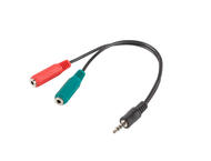 Кабели и Адаптери Lanberg Adapter 3.5mm 4pin M / 2 x 3.5mm F 0.2m - AD-0023-BK