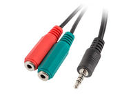 Кабели и Адаптери Lanberg Adapter 3.5mm 4pin M / 2 x 3.5mm F 0.2m - AD-0023-BK
