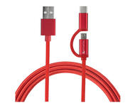 Кабели и Адаптери 4smarts ComboCord MicroUSB + USB-C cable Red
