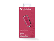Зарядни устройства Cellularline зарядно за кола 12/24V 1A, в червено