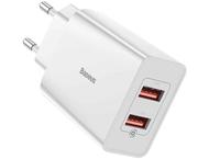 Зарядни устройства Baseus Speed mini USB двоен порт, 18W, бяло
