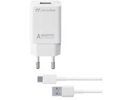 Зарядни устройства Cellularline адаптивно зарядно Type-C, 220V, Type-C кабел, 15W
