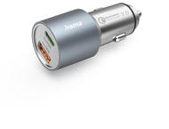Зарядни устройства Hama бързо зарядно за кола, 1x USB-C PD, 1x USB-A QC, 38 W, метал