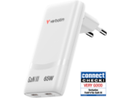 Зарядни устройства Verbatim Fold 'n' Go GaN Charger 65W 2-Port EU Plug - White