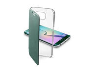 Калъфи Cellular line ClearBook за Samsung Galaxy S6 Edge, прозрачен-зелен