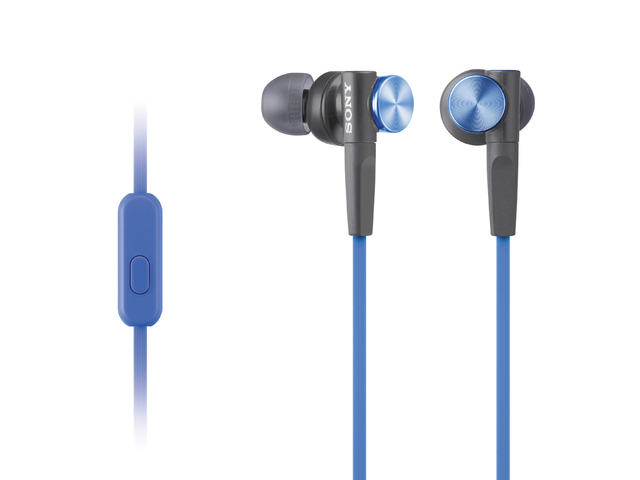 Слушалки Sony MDR-XB50AP, в черно-синьо